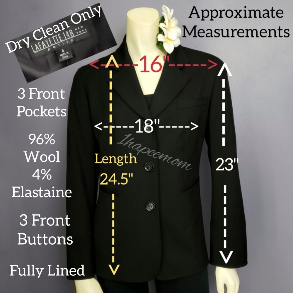 Lafayette 148 New York | Wool | Blazer | Black - Picture 6 of 8
